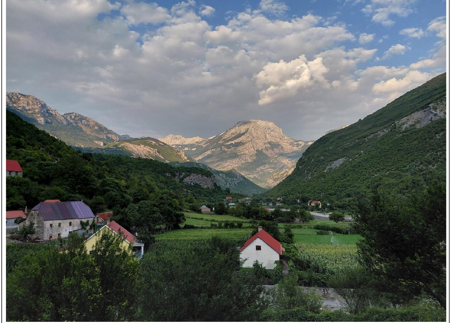 Vukël village in the Cem valley, seen from the surrounding hills